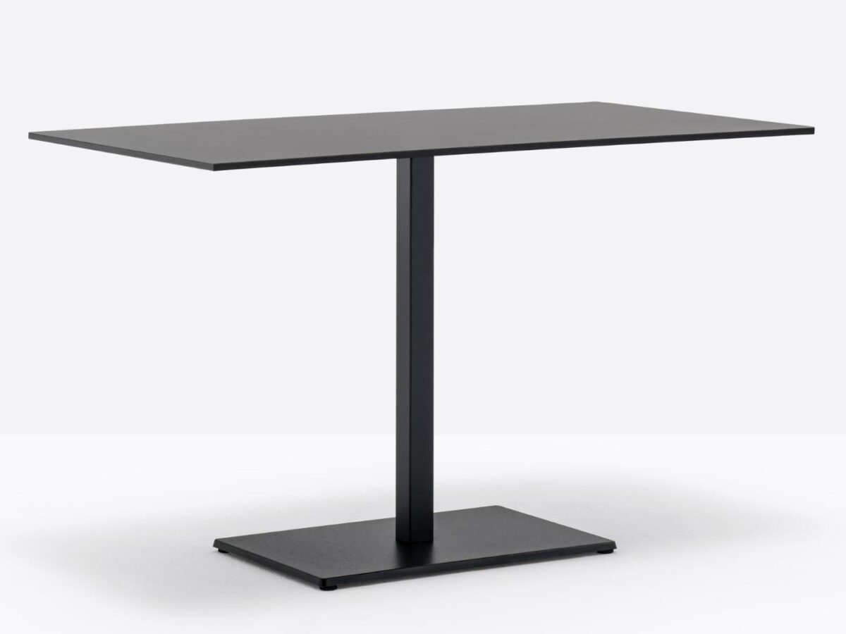 Table INOX noir pied rectangle