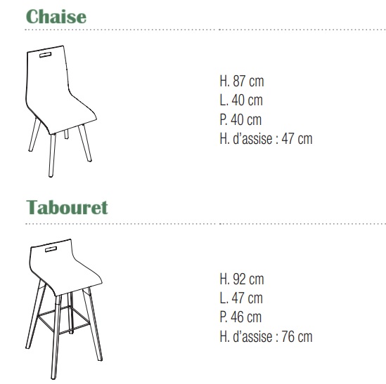 Chaise & Tabouret EVASION Dim